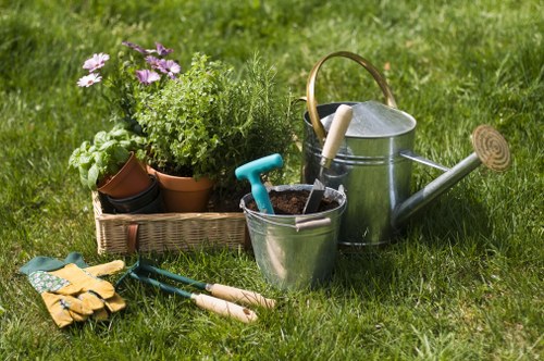 Landscape design details showing materials and planting choices for a Kingston upon Thames garden